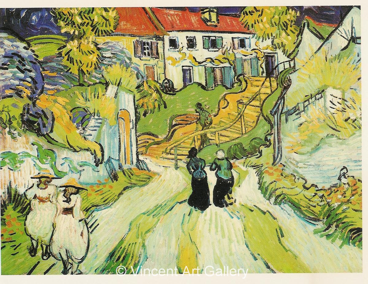 JH2111, Village Street and Steps in Auvers with Figures 001